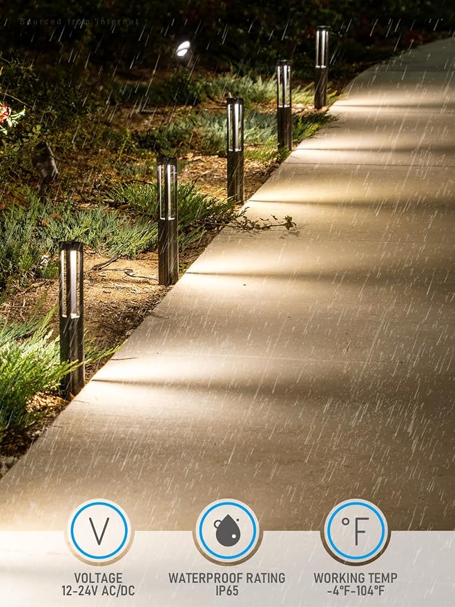 LEONLITE 6-Pack 3W LED Low Voltage Path Lights Aluminum 3000K Black | Landscape Pathway Lights, Outdoor Landscape Lighting for Driveway, Garden, 12-24V AC/DC, ETL, IP65 Waterproof, Warm White