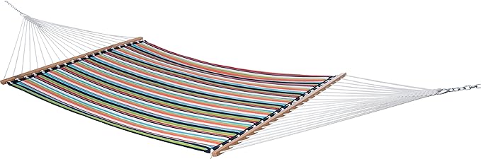 Vivere Fade and Weather-Resistant Quilted Hammock with Spreader Bars - 450 lb Weight Capacity