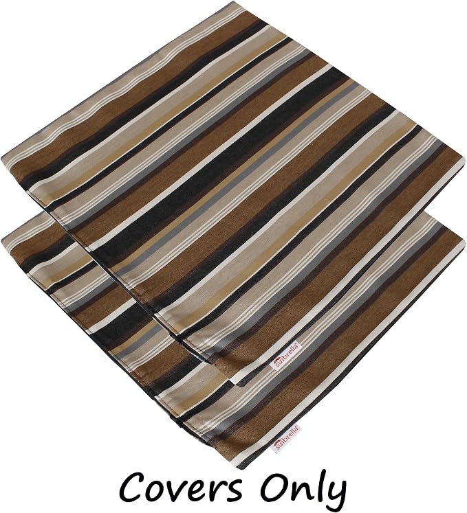 Outdoor/Indoor Sunbrella Throw Pillow Cover Only Square Set of 2 Pieces 20 inch x 20 inch Capitol Espresso Stripe - Insert Not Included, Brown