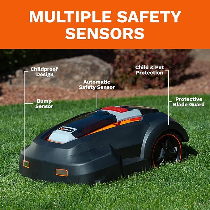 Robot Lawn Mower, Mows Up to 1/4 Acre, Updated 2026 Programming, Adjustable Cutting Height, Self Installation Kit Included, 50% Slope, Low Noise (65dBA) and Rain Sensor
