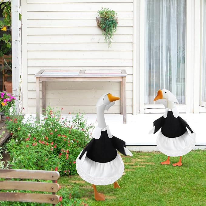 Pilgrim Goose Outfit Lawn Porch Thanksgiving Clothes Costume for 23" Cement Goose Outdoor Garden Yard Decor(Pilgrimage)