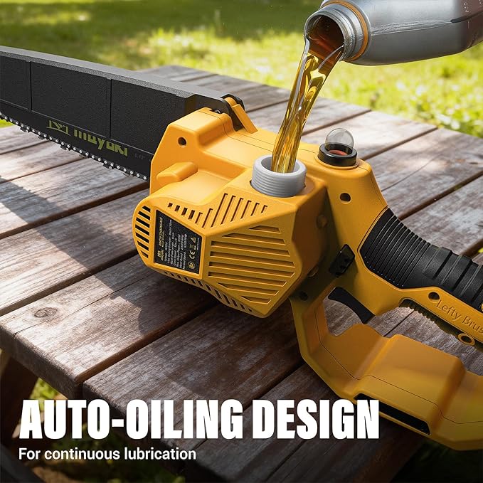 Cordless 8In Chainsaw w/ 4.0Ah Battery and Charger,Compatible with Dewalt 20V MAX Battery, 39Ft/s Electric Portable Chain Saw Auto Oiler, 900W Brushless Motor, for Tree Trimming, Cutting, Pruning