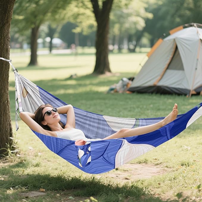 Safari Calla Lily Royal Blue 330lb Capacity Hammocks for Camping with Portabl Carry Bag Swing Hammock for Patio Backyard Lounge Base hamaca con Base para adultos
