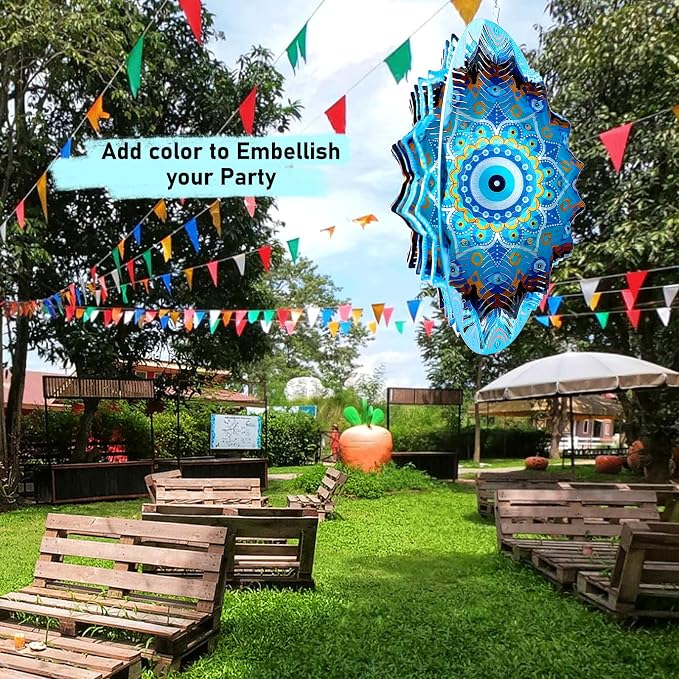 Aoedelyart Wind Spinners Outdoor Mandala Peacock Evil Eye‌,12In Stainless Steel Wind Spinner Hanging Garden Decor,Garden Gifts for Women,Men,Mother,Father,Wind Sculptures 3D Kinetic Yard Art Ornament