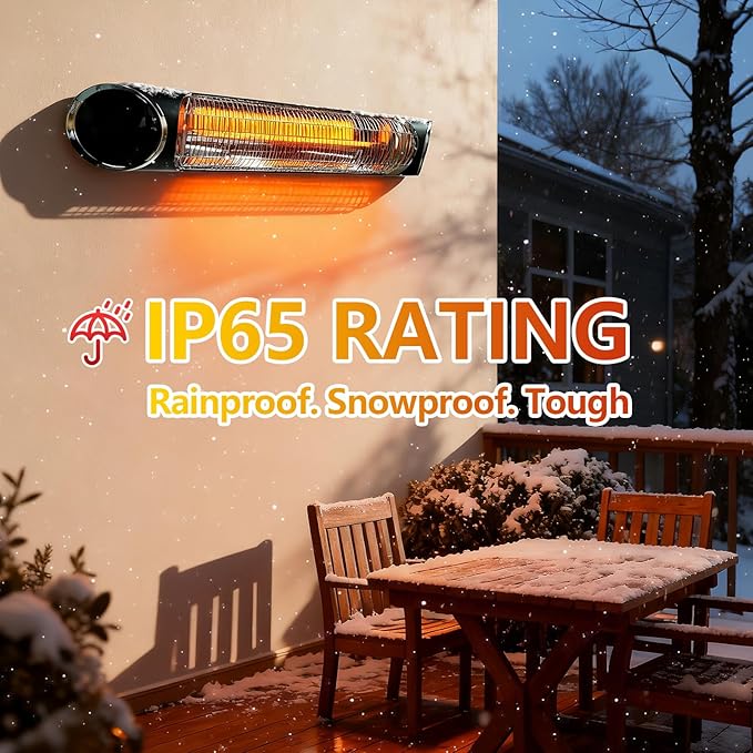 Electric Outdoor Heater, Infrared Patio Heater for Outdoor/Indoor Use, Wall Mounted/Ceiling/Infrared Heater Outdoor, 1500W Electric Patio Heater, MATT BLACK
