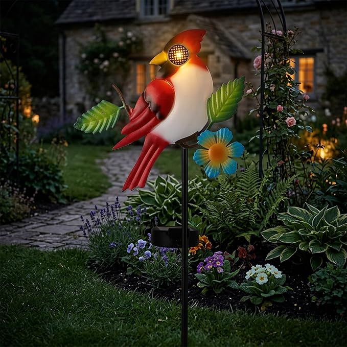 Solar Stake Lights Outdoor - Dynamic Eyes Cardinal Decor Lights Waterproof Solar Garden Stakes for Lawn Patio Pathway Decorative Yard Art Ornaments Gifts for Women Men Mom Grandma Dad