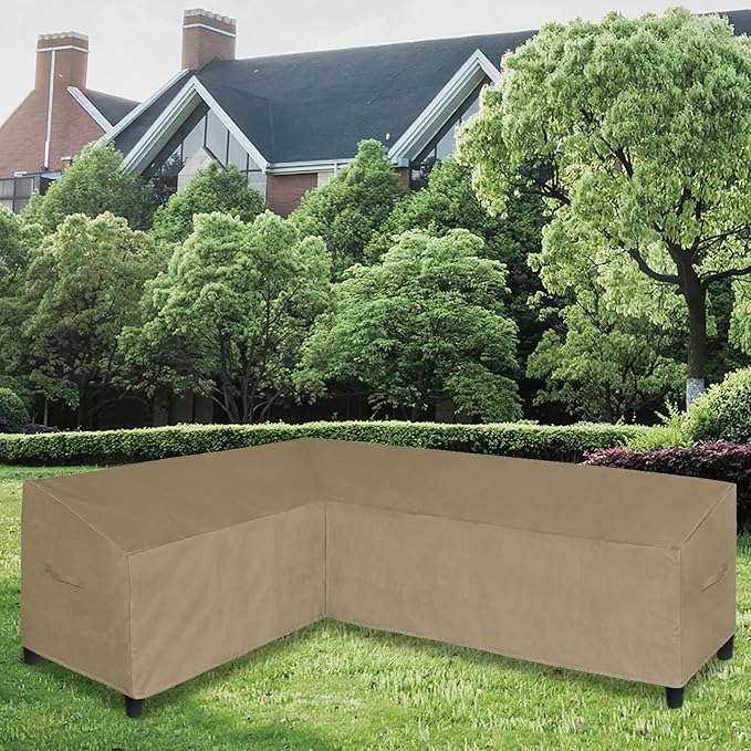 Easy-Going Patio L-Shaped Sectional Sofa Cover, 83“X104 Waterproof Outdoor Sectional Cover, Heavy Duty Garden Furniture Cover with Air Vent (Left Facing, Camel)