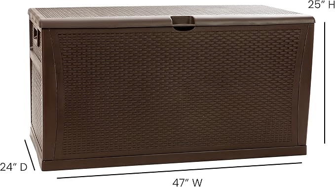 Flash Furniture 120 Gallon Plastic Deck Box - All-Weather Patio Storage and Organization for Throw Pillows, Pool Toys or Garden Tools