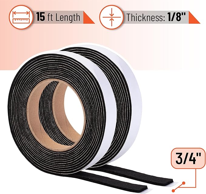 UNCO- Smoker Gasket, 15 FT, 3/4" x 1/8", 2 Pack, Black, Smoker Gasket Seal High Temp