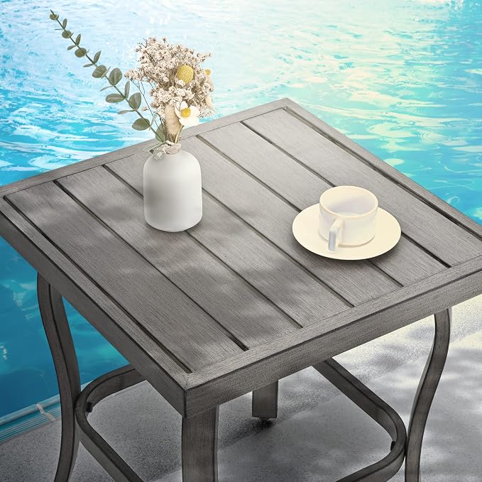 HAPPATIO 7 Piece Aluminum Patio Furniture Set, Outdoor Swivel Armchair with Loveseat, All-Weather Outdoor Sectional Sofa with Side Table and Coffee Table, Garden Conversation Set for Lawn(Gray)