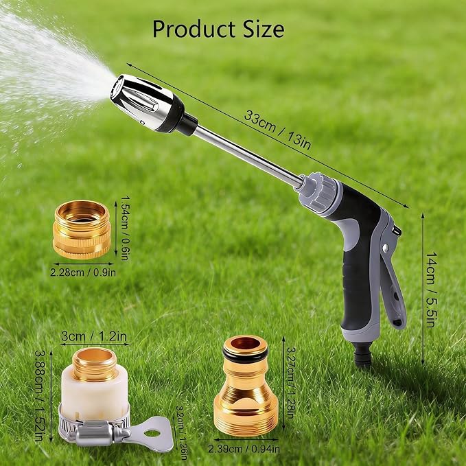 High Pressure Washer Wand,360°Rotating Hydro Jet Power Washer Nozzle,Durable Stainless Steel Garden Hose Attachment for Car Washing,Window Cleaning Plant Watering,3 Spray Modes
