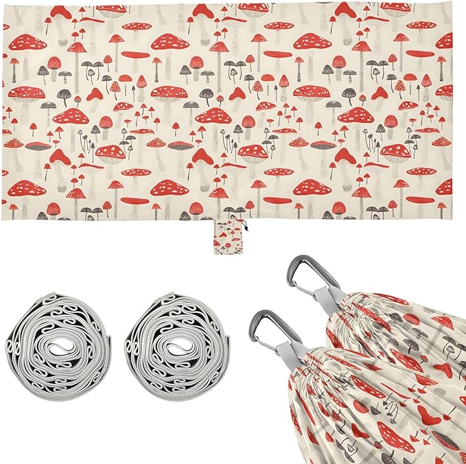 Camping Hammock Outdoor Hammocks for Outside Red Mushroom Beach Trees Portable Lightweight with Pockets Tree Straps Indoor