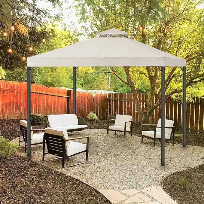 Gazebo Replacement Top 10x12 FT, Gazebo Canopy Replacement Cover for 2 Tier Outdoor Patio Garden Tent Frames,Canopy Cover with Air Vent, Beige