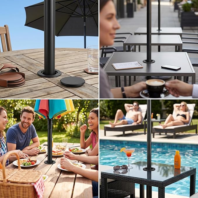 V TOWER Patio Table Umbrella Thicker Hole Ring Plug and Cap Set (Black)