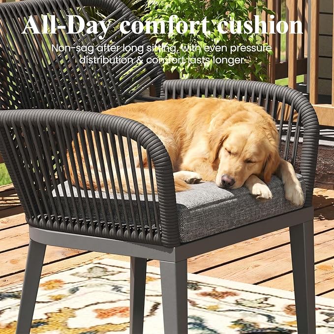 LayinSun Outdoor Dining Set for 10, 11 Pieces Patio Furniture Sets with Aluminum Dining Table and Rope Weave Chairs