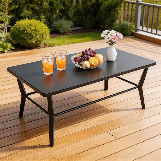 Kurapika Aluminum Patio Furniture Set 10-Seat Modern Metal Outdoor Conversation Sets w/Swivel Rocking Chairs Patio Sectional Sofa w/5.1 Inch Cushion with Rectangular Coffee Table, Navy Blue