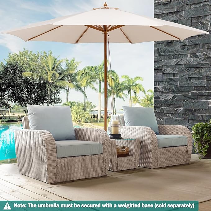 Giantex 10FT Patio Umbrella, Outdoor Table Market Umbrella with 8 Bamboo Ribs, Pulley Lift and Ventilation Hole, Outdoor Sunshade Umbrella for Poolside Backyard Beach