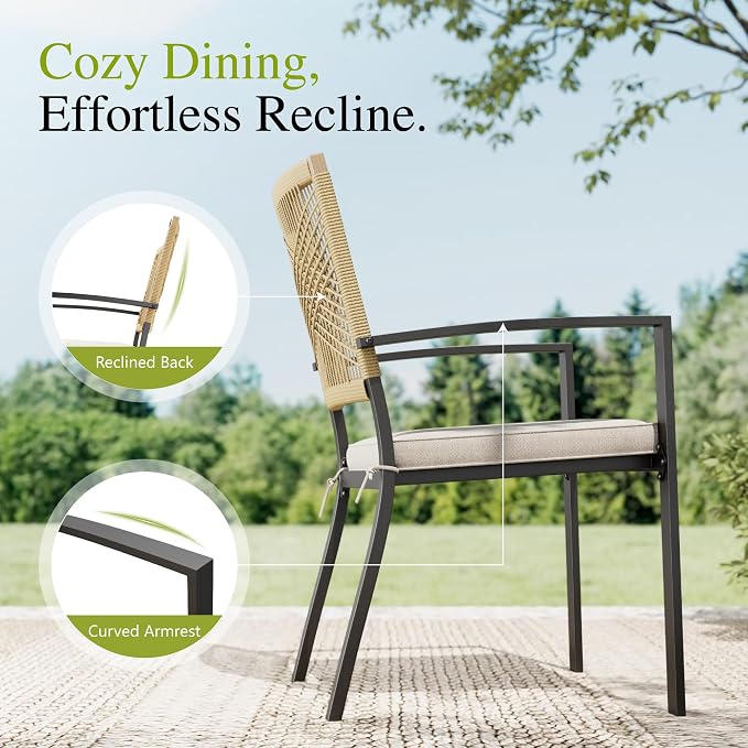 Sophia & William 9pc Patio Dining Set, 57" Square Table, Wicker Chairs | Outdoor Dining Set for 8, 57" Square Wood-like Patio Dining Table Set with Patio Wicker Chairs for Garden, Porch, Deck