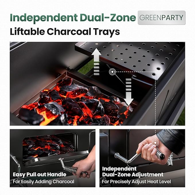 30 Inch Barrel Charcoal Grill and Offset Smoker, 1015 sq. in. Cooking Area Outdoor BBQ Grill, Perfect for Outdoor Cooking Barbecue Patio Garden Backyard Party