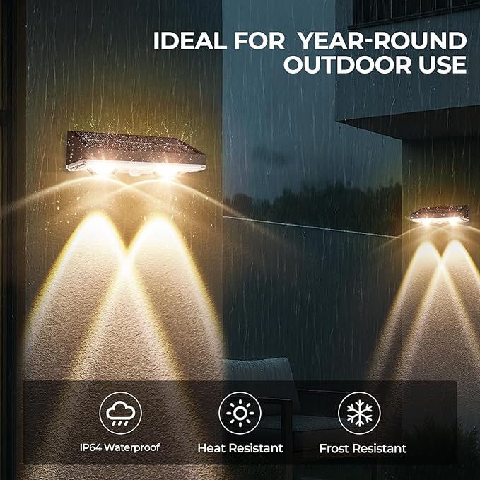 Solar Fence Lights Outdoor 2 Pack – IP65 Waterproof Wireless Solar Deck Lights with 9 Color Modes, 80 Lumen Bright LED for Fence, Backyard, Patio, Pool, Wall – 12+ Hour Runtime, No Wiring