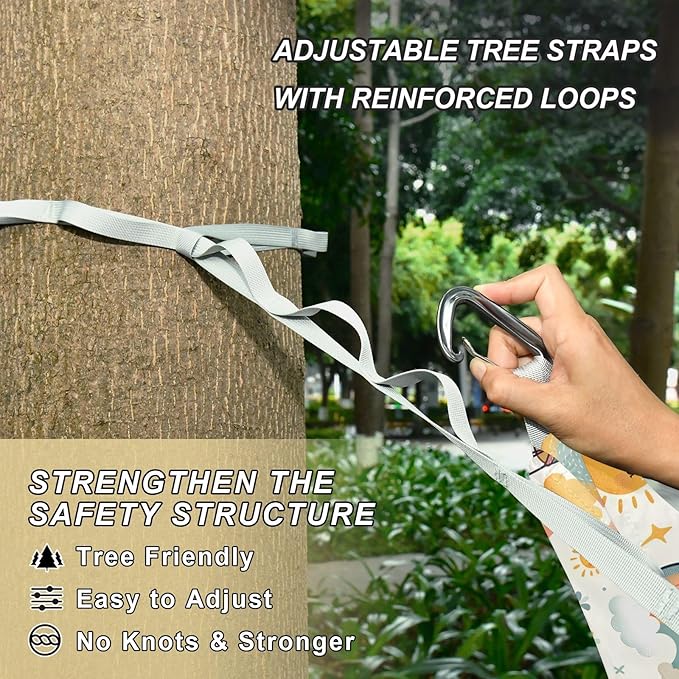 Camping Hammock Outdoor Hammocks for Outside Bunny Hot Air Balloons Beach Trees Portable Lightweight with Pockets Tree Straps Indoor