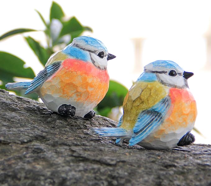 Outdoor Bird Statue for Garden Decoration 2 Small Birds Figurine for Home