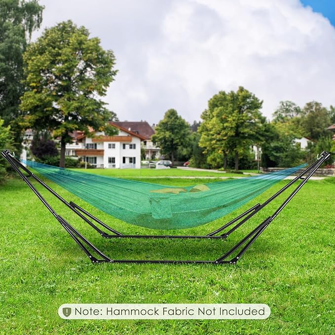 Arlopu 3 in 1 Portable Hammock with Steel Stand,Foldable PU Leather Swing Chair,6-Level Standing Hammocks Included Carrying Bag,Side Pocket,Pillow,for Outside,Indoor,Yard,Garden,Patio,Camping(Green)