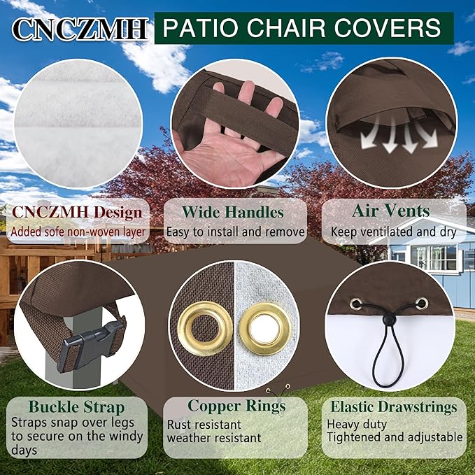 Heavy Duty Patio Furniture Covers Waterproof, 600D Outdoor Furniture Cover Waterproof for Sectional Sofa Couch, Outdoor Dining Table and Chair Set Covers 74''L x 47''W x 28''H, Brown