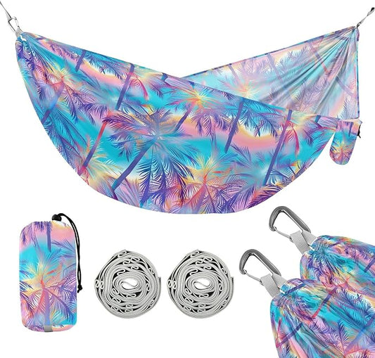 Camping Hammock Outdoor Hammocks for Outside Plam Tree Beach Trees Portable Lightweight with Pockets Tree Straps Indoor