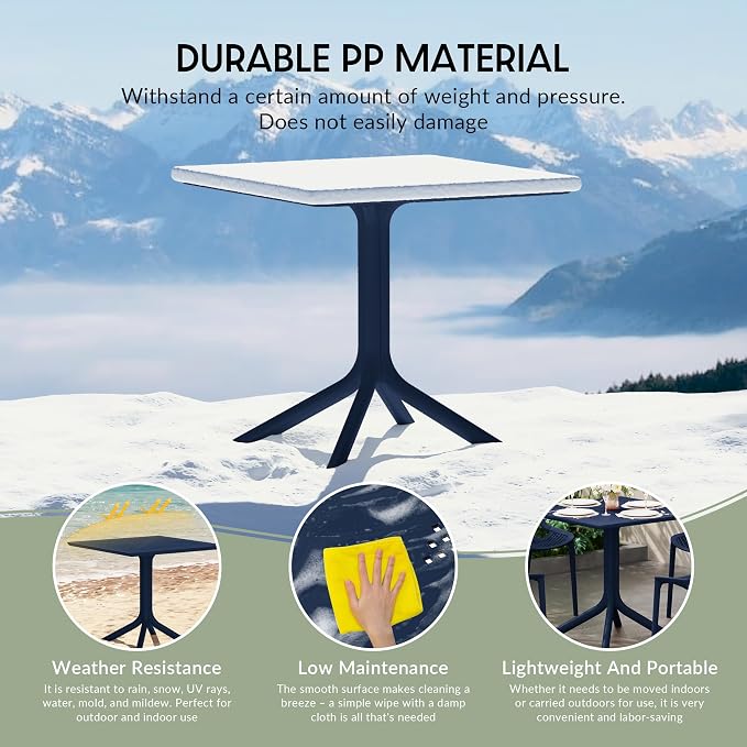 WestinTrends Playa 31.5" Square Plastic Outdoor Patio Dining Table for 4, Navy Blue