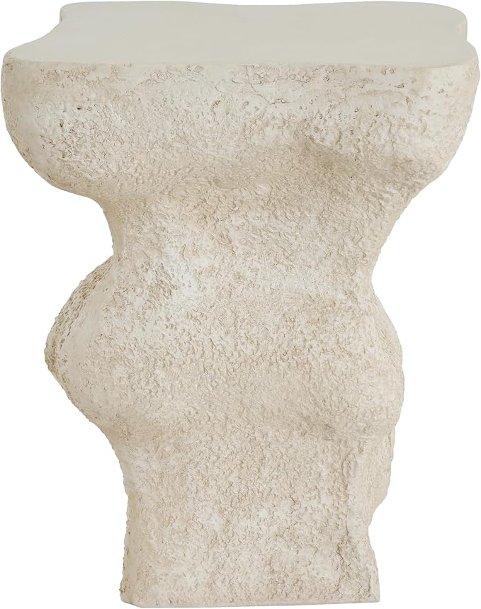 Christopher Knight Home Naomi MGO Outdoor Side Table with Abstract Wavy Design, Square Accent Table with Stone-Like Texture, Weather Resistant Small End Table for Indoor/Outdoor Usage, Beige
