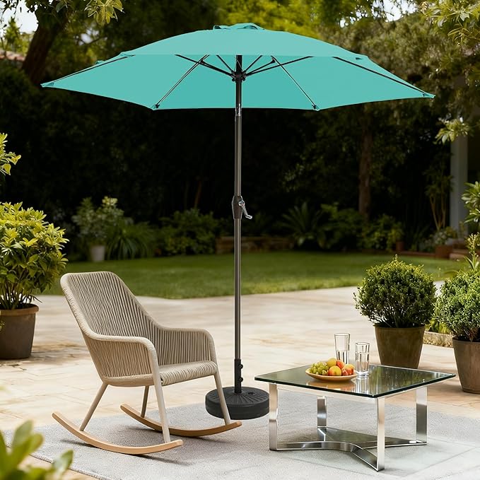 7.5FT Large Outdoor Patio Umbrella with Crank & Tilt - Durable Market Umbrella for Outdoor Patio with 6 Fiberglass Ribs for Poolside,Deck,Yard,Garden