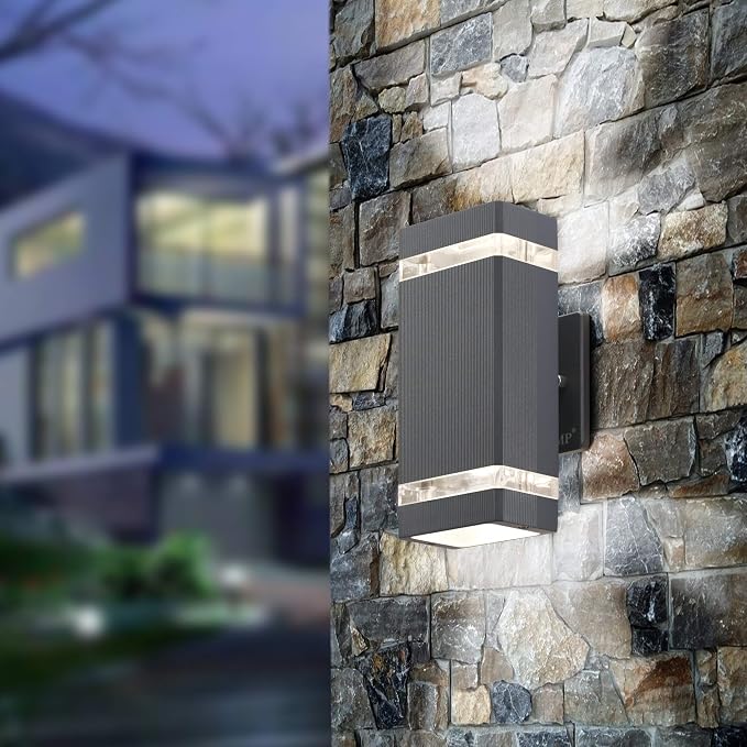 LMP LED Outdoor Wall Light, Aluminum IP65 Waterproof Porch Lights | Up and Down,3000K 5W G10 Bulbs Included,ETL Certified, Outside Wall Exterior Lighting Fixtures for House, Front Door, Garage