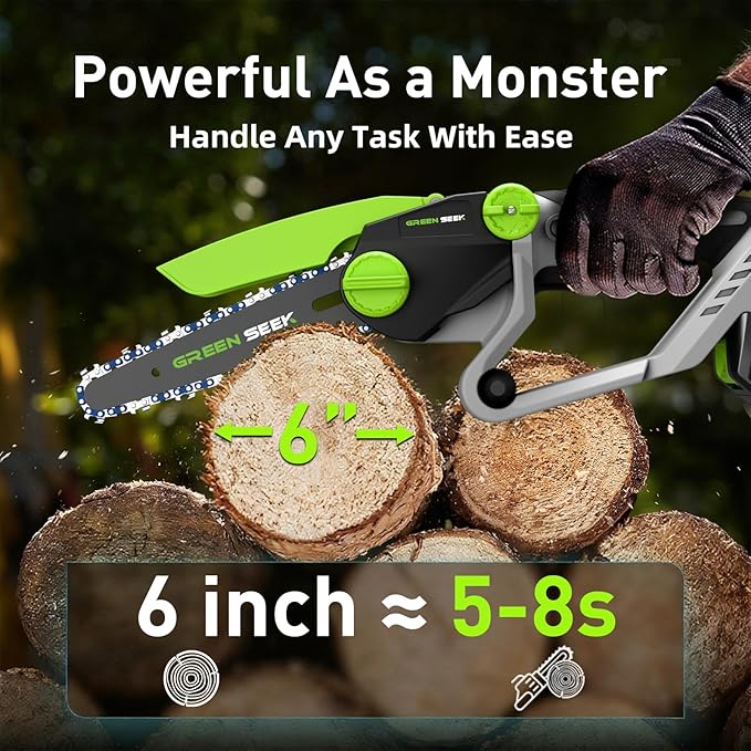 6-Inch Mini Chainsaw Powerful 21V Brushless Electric Chain Saw for Wood Cutting Tree Trimming - Ideal Gifts for Men, Dad, Husband, DIY Lovers - Includes Suitcase & 2 Chains