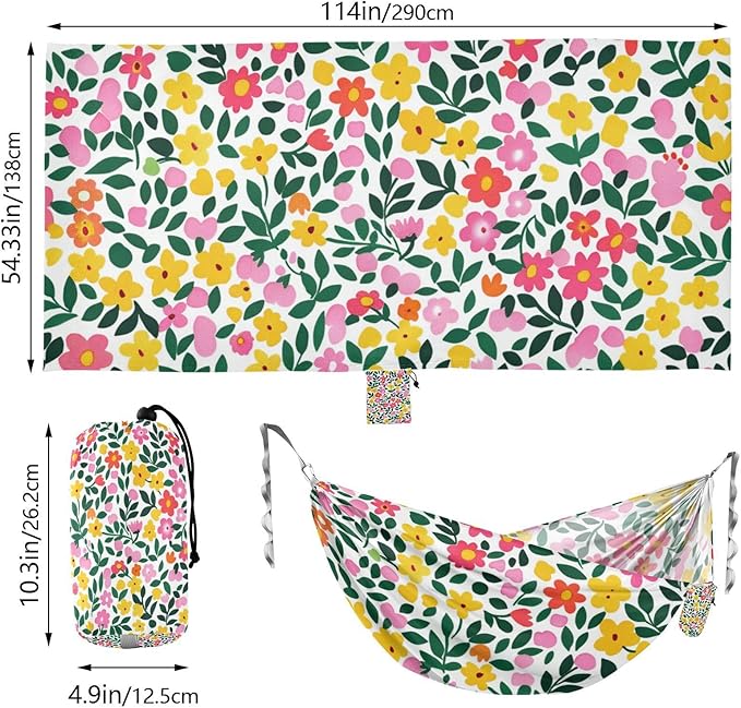 Crushed Flower 330lb Capacity Camping Hammock Fabric Hammock for Outside Patio Garden hamaca de Algodon para Jardin