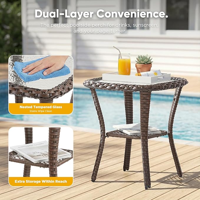 Belord Patio Wicker Swivel Rocker Patio Chairs with 3-Seater Sofa, Outdoor Rattan Chairs for Deck Porch Poolside, 10 Piece Patio Conversation Furniture Set,Beige