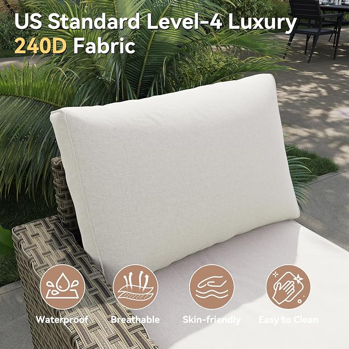 LazySunsets Luxury Patio Furniture Set with Fire Pit Table, All-Weather Patio Sectional Sofas with Thickened Cushions, 13 Piece Outdoor Furniture Set with Swivel Rocker Chairs & Ottomans, Beige