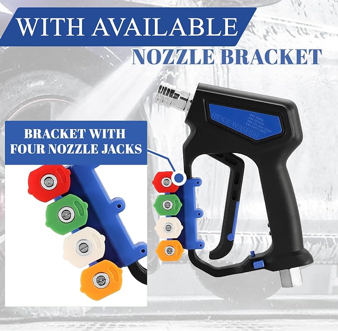 RIDGE WASHER Pressure Washer Gun Swivel, Power Washer Gun 5000 PSI with 1/4" Quick Connector, 12 GPM, 360°3/8 NPT Thread, M22-14mm and M22-15mm Fitting