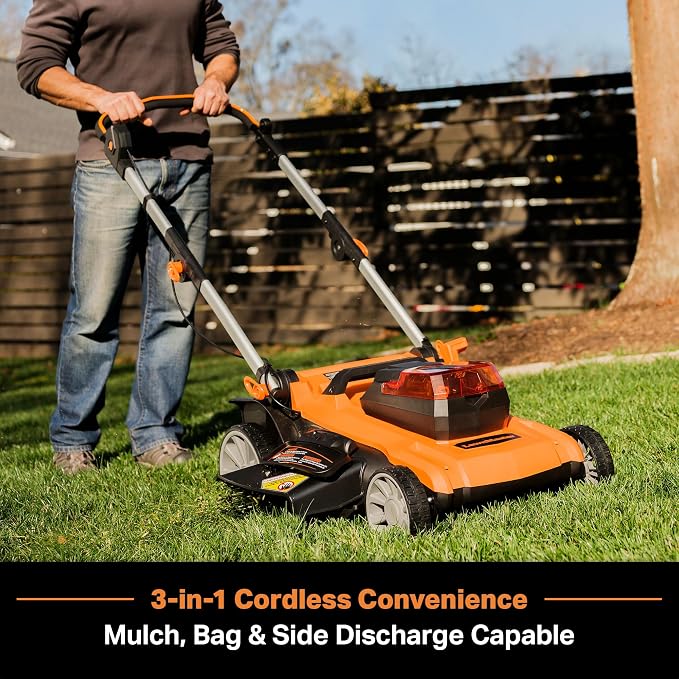LawnMaster 48V MAX Electric Lawn Mower, 19-inch Brushless Cordless Lawn Mower with 2X24V MAX 4.0Ah Battery and a Dual Charger-CLMF4819A