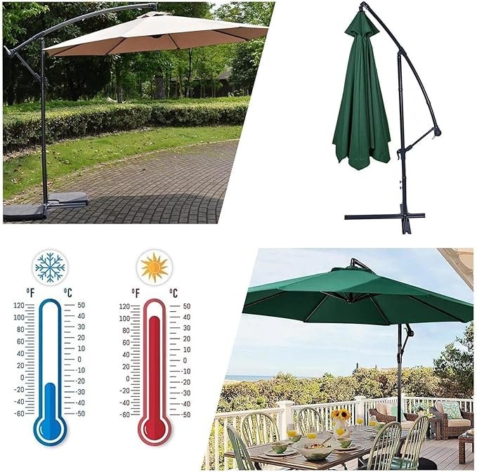 11ft – 8 Ribs Patio Umbrella Replacement Canopy,Waterproof UV-Resistant Outdoor Round Umbrella Top Cover for Outdoor Garden Deck Backyard