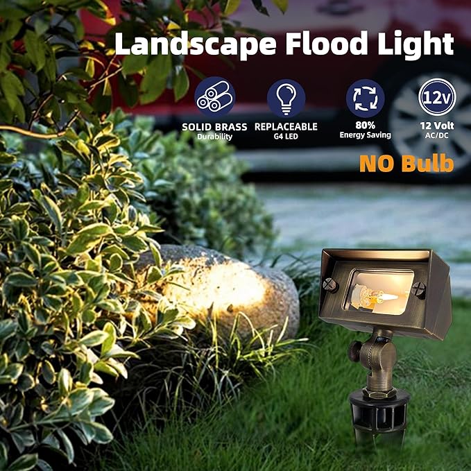 Cast Brass Flood Light, Wall Wash Light Without Bulb, Low Voltage Flood Light Outdoor with Adjustable Knuckle Mount, Waterproof Landscape Lighting of Outdoor Wall, Garden(12-Pack Without Bulb) (12)
