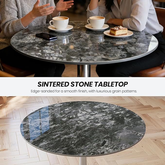 35.4″ Round Sandstone Sintered Stone Table Top - Heat Resistant Waterproof for Dining Table, Office Desk, Bar, Patio