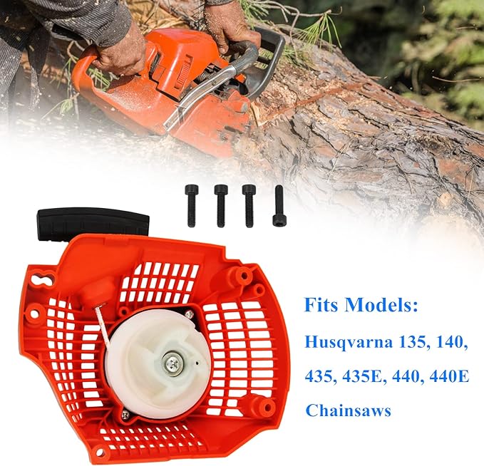 Recoil Rewind Pull Starter Assembly 504597002 for Husqvarna 135 140 435 435E 440 440E Chainsaws