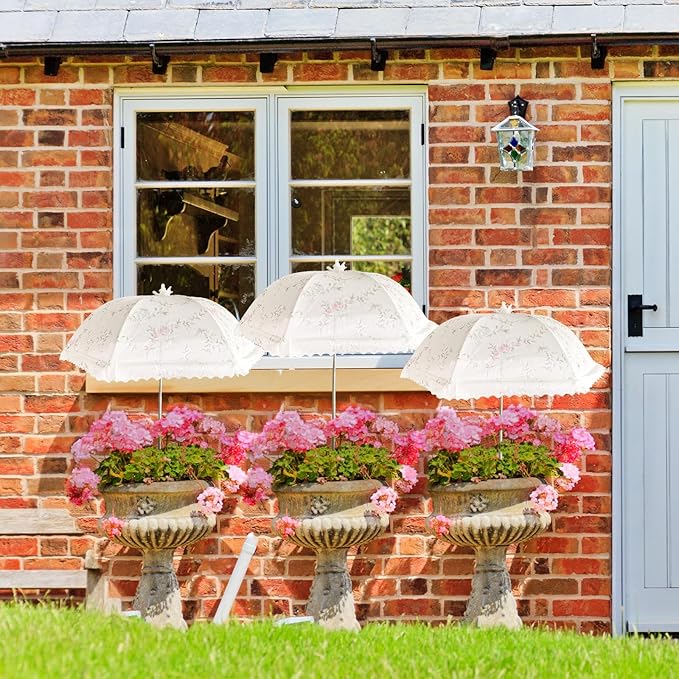 TIMSO Adjustable 3 Pack Plant Shade Umbrella for Outdoor Garden - Sun Protection Cloth & Umbrella for Plants, Potted Plants, and Garden Beds