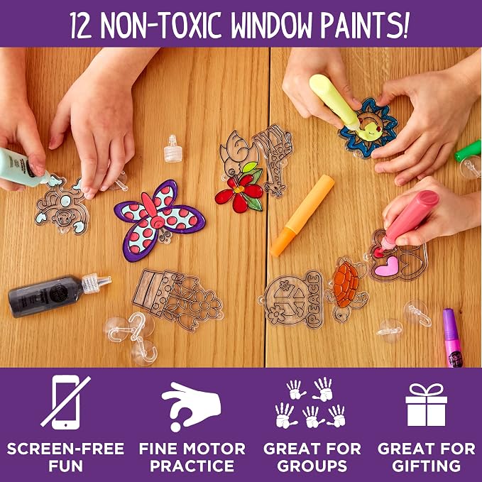 Made By Me Create Your Own Window Art, Paint Your Own Suncatchers, DIY Arts & Crafts Idea, Craft Kits for Kids, Crafts for Kids & Toddlers, Toddler Arts and Crafts