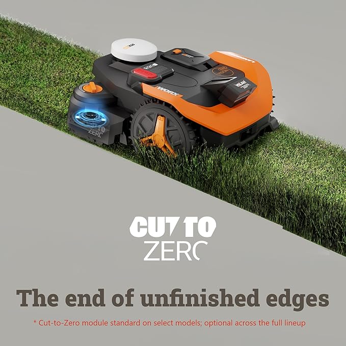 WORX Landroid Vision Cloud Robot Lawn Mower for 1/2 Acre, WR320 + Weatherproof Mower Storage Garage for Vision Cloud, WA0828 + Universal Lawn Mower Cutting Blades for Vision Cloud, WA0719