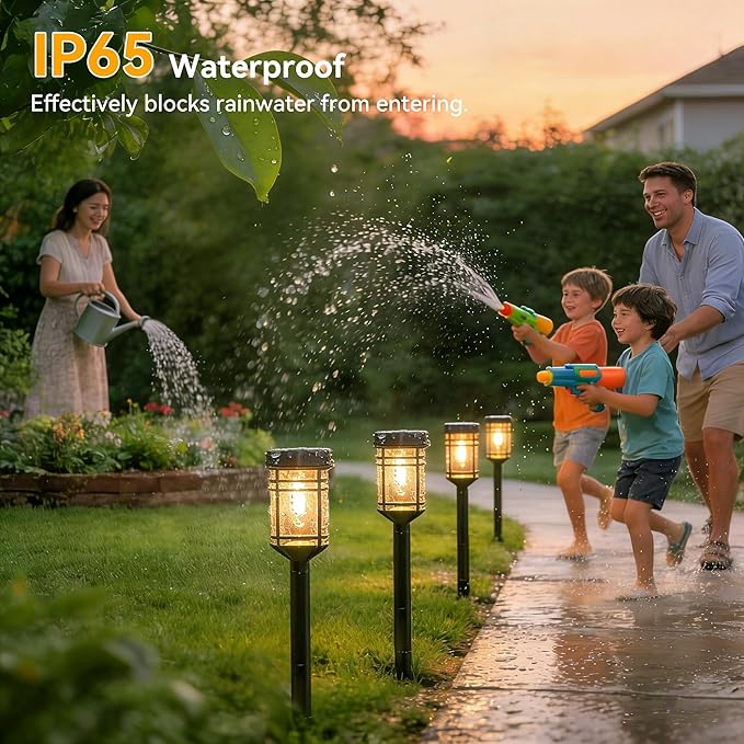 Ollny Solar Pathway Lights Outdoor 8 Packs, Solar Powered Garden Lights Waterproof Auto On/Off, Landscape Lighting for Path Yard Porch Lawn Patio Walkway Driveway Decor