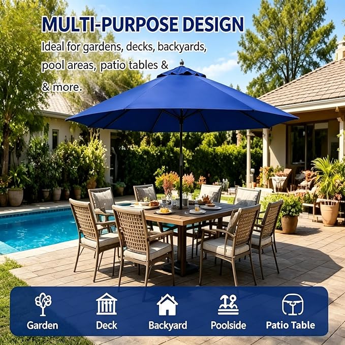 11FT 8Ribs Cantilever Umbrella Replacement Canopy,2026 Upgraded Patio Umbrella Canopy Replacement Cover,Uv-Resistant Protection Waterproof Cantilever For Garden, Backyard, Pool
