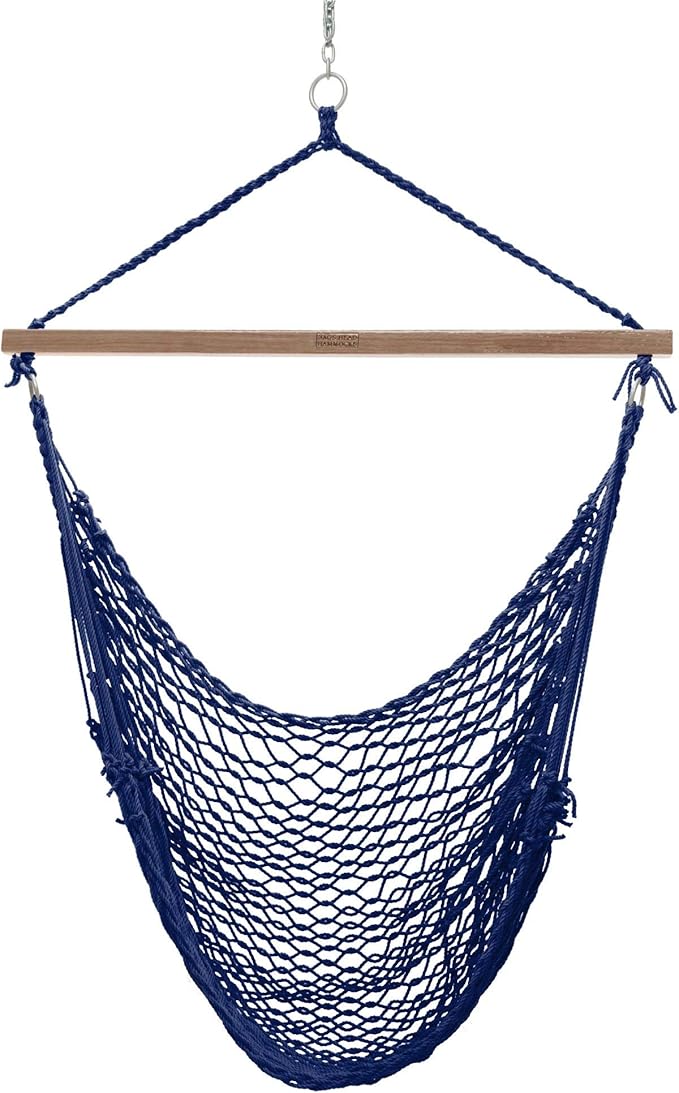 Nags Head Hammocks Navy Blue DuraCord Rope Sling Shot Swing – 42 in. W x 65 in. H, 250 lb Capacity, Cumaru Spreader Bar, Indoor & Outdoor Use, Free Hanging Hardware, Handcrafted in The USA