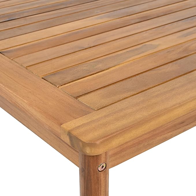 Christopher Knight Home Coby 3-Piece Acacia Wood Patio Furniture Set, Outdoor Conversation Sofa Set with Coffee Table and Ottoman, Patio Sectional Chat Set for Backyard or Balcony, Teak+Beige